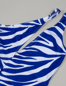 Saga zebra print one piece - one shoulder